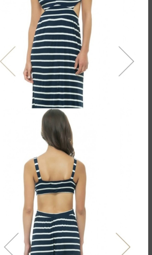 Navy and White striped cutout maxi dress